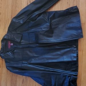 Mens black leather jacket